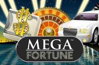 mega fortune logo and game background